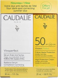 Caudalie Set Caudalie: Vinosun, Sun Protection, Sunscreen Cream, SPF 50, 25 ml + Vinoperfect, Vegan, Anti Spot, Day & Night, Serum, For Face, 30 ml Unisex