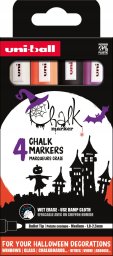 UNIBALL Uni Chalk marker sæt Halloween med 4 stk PWE-5M ( colours white, black, purple, orange)