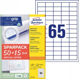 AVERY Etykiety uniwersalne 38x21,2 mm biały med Ultragrip - (65 ark x 65 stk.)