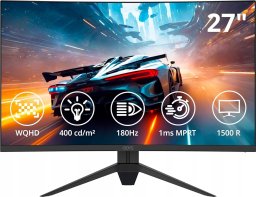 Monitor Odys ODYS Q27 PRO-X zakrzywiony monitor gamingowy 27''180Hz WQHD 2560x1440 2024