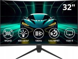 Monitor Odys ODYS XP32 PRO-X zakrzywiony monitor gamingowy 32' 180Hz WQHD 2560x1440 2024