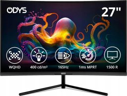 Monitor Odys ODYS Q27 PRO 27" 165 Hz WQHD monitor gamingowy zakrzywiony 2560x1440