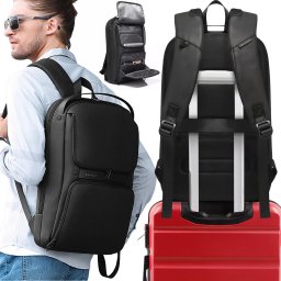 Plecak Bange Plecak wodoodporny Bange torba na laptopa 15.6" akcesoria podróżny 48x30x12.5 cm do pracy szkoły samolotu męski damski USB i USB-C Czarny