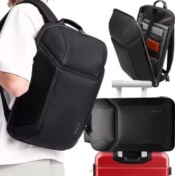 Plecak Bange Plecak wodoodporny Bange torba na laptopa 15.6" miejski podróżny 47.5x30x15 cm do pracy szkoły samolotu męski damski Czarny