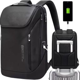 Plecak Bange Plecak wodoodporny Bange torba na laptopa 15.6" miejski podróżny 48x31x16 cm do pracy szkoły samolotu męski damski z gniazdem USB Czarny