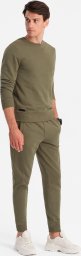  Ombre Bawełniany męski komplet dresowy BASIC bluza nierozpinana + joggery  oliwkowy V2 Z84 M