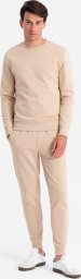  Ombre Komplet dresowy męski bawełniany BASIC bluza nierozpinana + joggery  beżowy V6 Z84 M