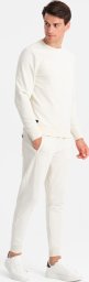  Ombre Bawełniany dresowy komplet męski BASIC bluza nierozpinana + joggery  kremowy V5 Z84 XL