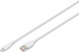 DIGIT USB Silicone charging cable, USB-A - Lightning 2m, USB 2.0, 12W, white