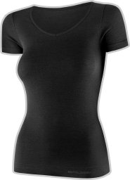 Brubeck SS1398W Koszulka damska z krótkim rękawem COMFORT MERINO czarny M