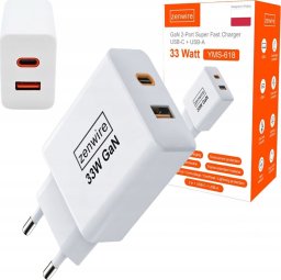 Ładowarka Zenwire Szybka Ładowarka Sieciowa Kostka GAN III 33W Zasilacz USB-C USB-A do iPhone Samsung Zenwire YMS-618