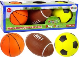 LeanToys Zestaw Miękkich Piłek Sportowych 3w1 Piłka Nożna Koszykówka LEAN Toys