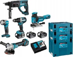 Zestaw elektronarzędzi Makita ZESTAW COMBO 18V DDF484+DGA513+DHR202+DJV181+DML802