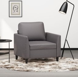 vidaXL Fotel, szary, 60 cm, obity sztuczną skórą