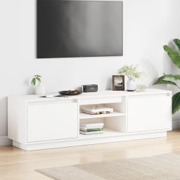 vidaXL Szafka pod telewizor, biała, 140x35x40 cm, lite drewno sosnowe