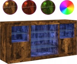 vidaXL Szafka z oświetleniem LED, przydymiony dąb, 142,5x37x67 cm