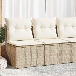 vidaXL 4-cz. sofa ogrodowa z poduszkami, beżowy, rattan PE i akacja