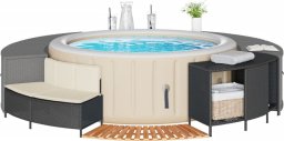 Jacuzzi ogrodowe vidaXL Obudowa do basenu/spa, czarny polirattan i lite drewno akacjowe