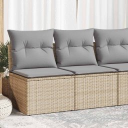 vidaXL 4-cz. sofa ogrodowa z poduszkami, beżowy, rattan PE i akacja