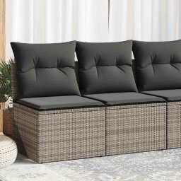 vidaXL 4-cz. sofa ogrodowa z poduszkami, szary, rattan PE i akacja