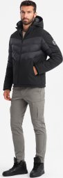 Kurtka męska Ombre Pikowana męska kurtka z łączonych materiałów z wysokim kołnierzem czarna V1 OM-JALP-0172 M
