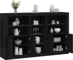 vidaXL Szafka z oświetleniem LED, czarna, 162x37x100 cm