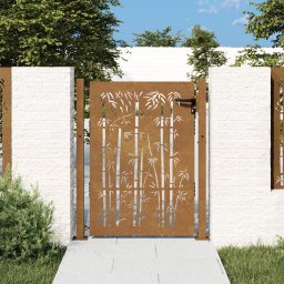 vidaXL vidaXL Furtka ogrodowa, 105x130 cm, stal kortenowska, motyw bambusa