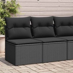 vidaXL vidaXL 4-cz. sofa ogrodowa z poduszkami, czarny rattan PE i akacja