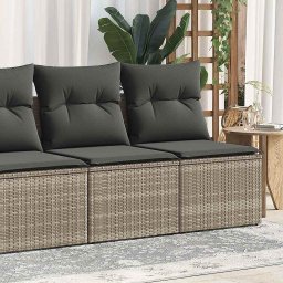 vidaXL vidaXL 4-cz. sofa ogrodowa z poduszkami, szary, rattan PE i akacja