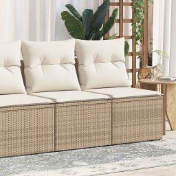vidaXL vidaXL 4-cz. sofa ogrodowa z poduszkami, beżowy, rattan PE i akacja