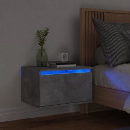 vidaXL vidaXL Wisząca szafka nocna z podświetleniem LED, szarość betonu