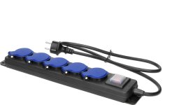 Listwa zasilająca Orno Przedłużacz warsztatowy bryzgoszczelny z wyłącznikiem, 5 gniazd 2P+Z, IP44, przewód gumowy, H05RR-F 3x1,5mm?, długość 3m