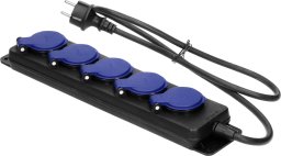 Listwa zasilająca Orno Przedłużacz warsztatowy bryzgoszczelny IP44, 5 gniazda 2P+Z IP44, przewód gumowy, H05RR-F 3x1,5mm?, długość 5m
