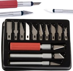 Verk Nóż nożyk modelarski skalpel 13 ostrzy etui zestaw Nóż nożyk modelarski skalpel 13 ostrzy etui zestaw