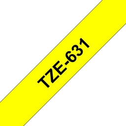Brother TZe-631 Laminated Tape Czarny na Żółtym TZe 8 m 1.2 cm