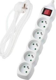 Listwa zasilająca DPM Przedłużacz z wyłącznikiem, 5 gniazd, biały, 3 m