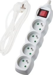 Listwa zasilająca DPM Przedłużacz z wyłącznikiem, 4 gniazda, biały, 5 m