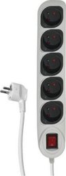 Listwa zasilająca DPM Listwa ochronna z wyłącznikiem, 5 gniazd, biało/szara, 3 m