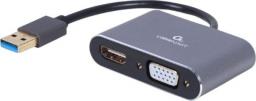 Stacja/replikator Cablexpert A-USB3-HDMIVGA-01 USB - HDMI - VGA Szary  (A-USB3-HDMIVGA-01) [outlet]