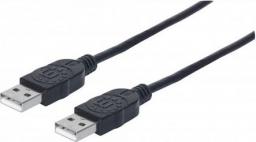 Kabel USB Manhattan USB-A - USB-A 0.5 m Czarny (353885)