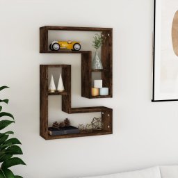 vidaXL Półki ścienne, 2 szt., przydymiony dąb, 50x15x50 cm