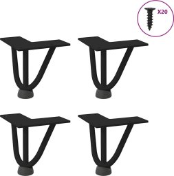 vidaXL Nogi do stołu Hairpin, 4 szt., czarne, 10 cm, lita stal