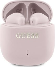 Słuchawki Guess Guess Bluetooth headphones GUTWSJ14ESGP TWS + docking station pink/pink Printed Classic Logo