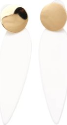 KOKONET Złote białe kolczyki wiszące DŁUGIE akrylowe lekkie klasyk boho uniwersalne