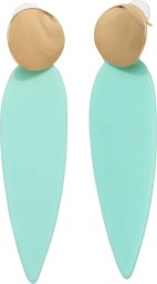 KOKONET Złote okrągłe kolczyki długie zielone akrylowe jasne uniwersalne wizytowe