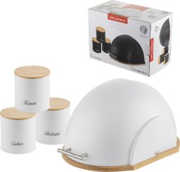 Chlebak Florina Zestaw kuchenny chlebak i 3 pojemniki na artykuły sypkie Florina Helmet biały