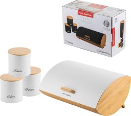 Chlebak Florina Zestaw kuchenny chlebak i 3 pojemniki na kawę herbatę cukier Elegant biały