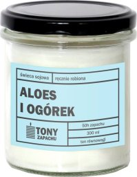 Cup&You Świeca sojowa naturalna zapachowa ALOES I OGÓREK- najlepsza aromatyczna bezpieczna ręcznie robiona w szklanym słoiczku 300ml 50h palenia na prezent upominek