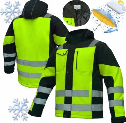 Kurtka męska Artmas Kurtka Robocza Zimowa Softshell Ocieplany Fluorescencyjna Pasy Odblaski Xl Artmas Classic-Vis Win Y Xl 5907791450142