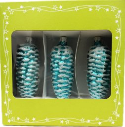 P.O.Ch. s.c. Grześkowiak Bombki szklane Szyszki 3 sztuki Ręcznie zdobione. Produkt polski (zielony)